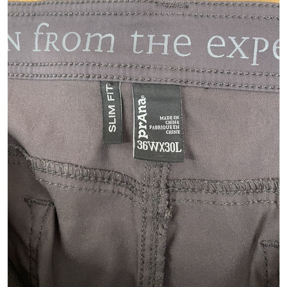 Prana Brion Pant Mens Size 36 x 30 Grey Nylon Slim Fit Stretch Hiking Gorpcore - Picture 4 of 7